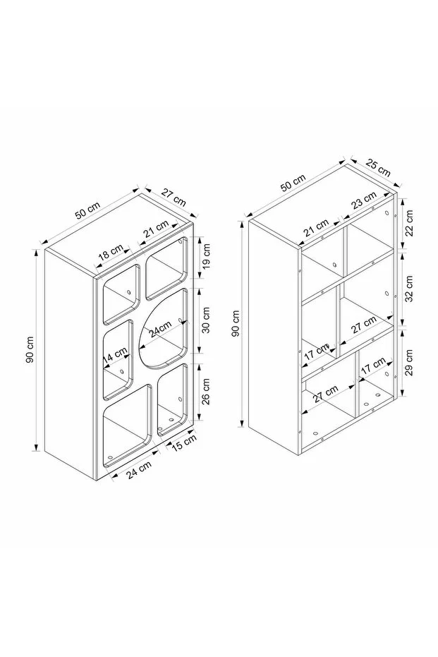 Bohem Kitaplık 90 Cm Mebran - Beyaz